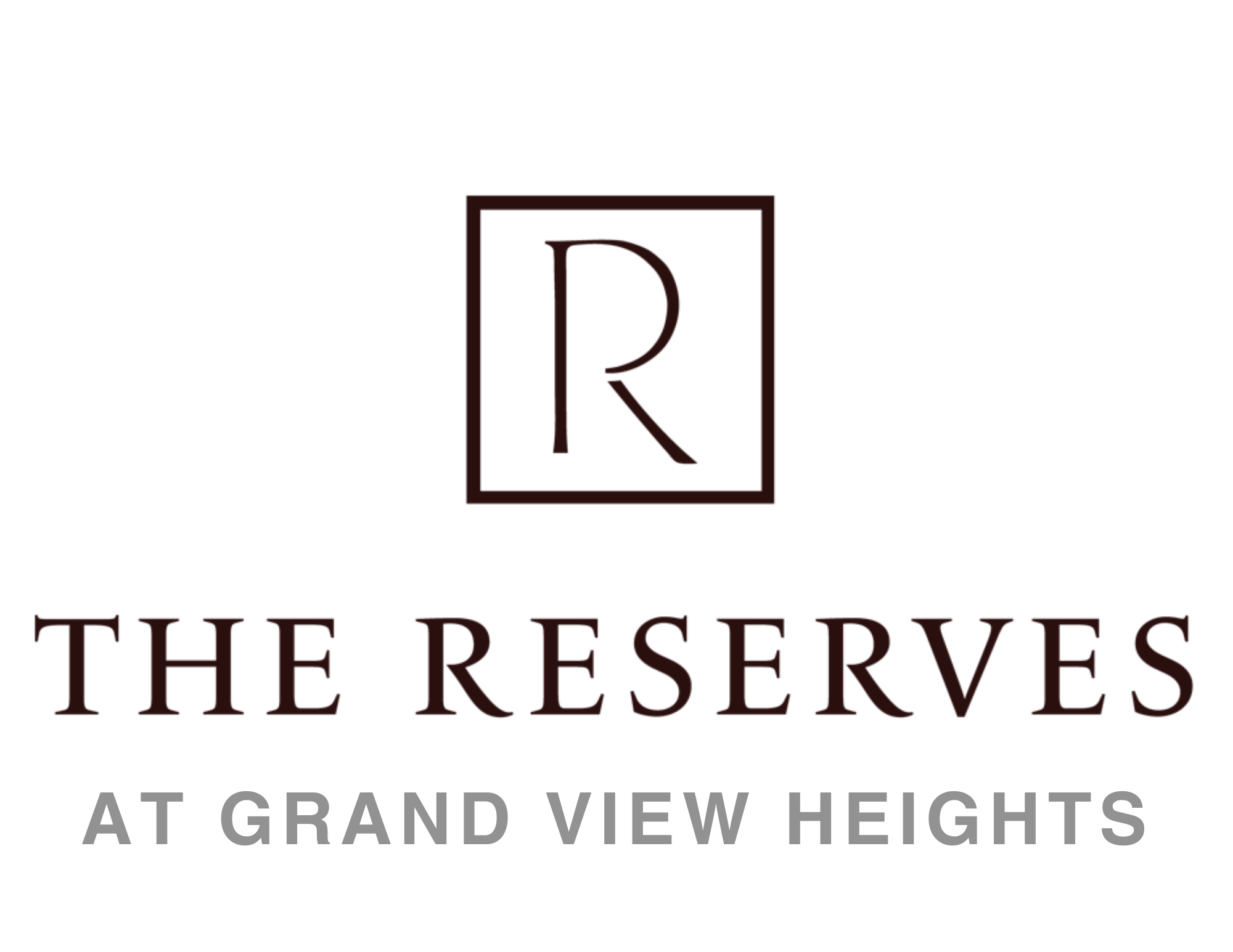 A logo with a capital letter R in a square and the words "The Reserves at Grand View Heights" below it.